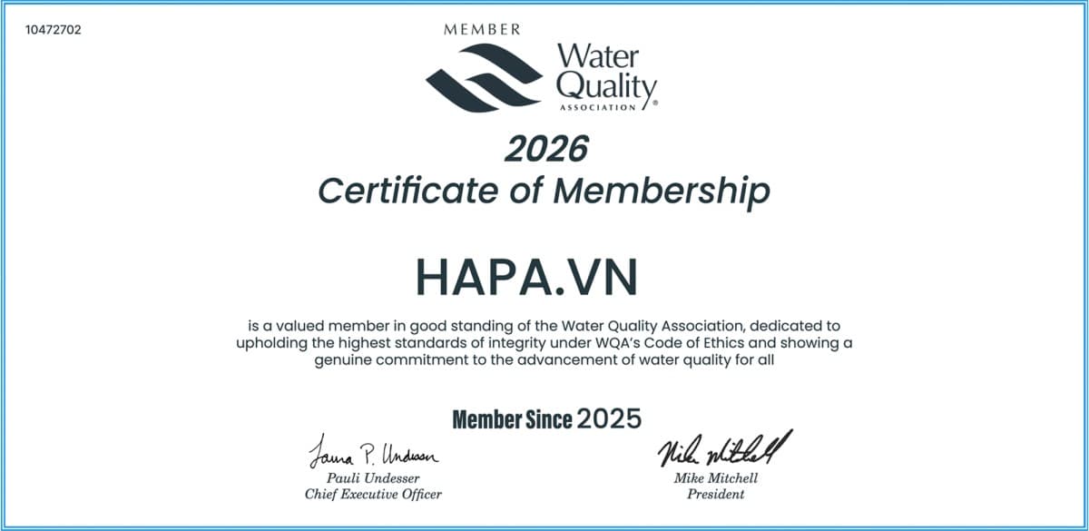 HAPA.VN - Thành viên Water Quality Association (WQA) USA